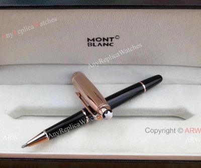 AAA Replica Montblanc Rose Gold & Black Resin Rollerball Pen Mens Gift